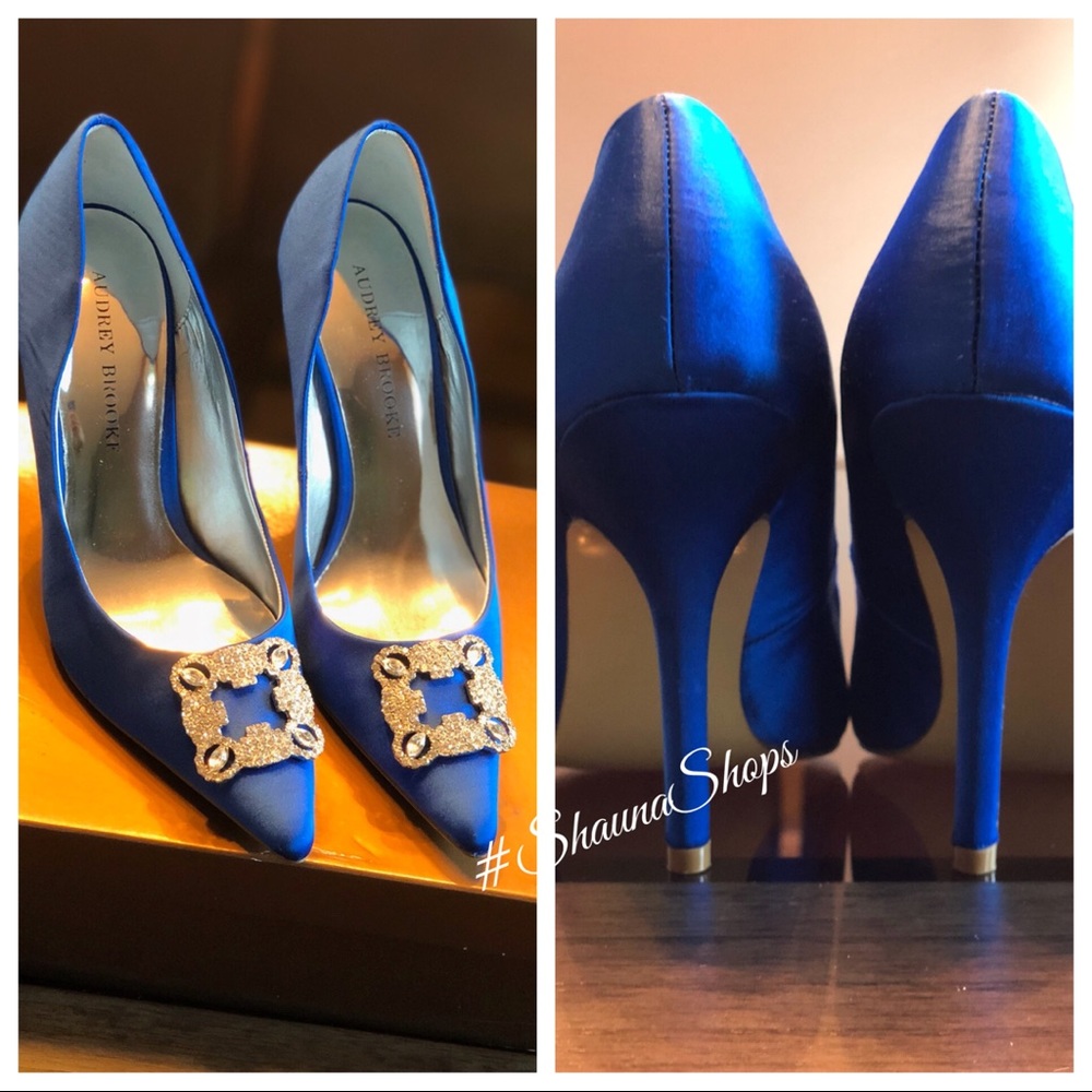 Satin Royal Blue Audrey Brooke Sarah Heel - size 7